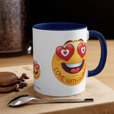 Love With A Smile Emoji on Accent Coffee Mug, 11oz