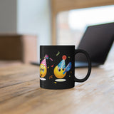 Party Time Emojis on Black mug 11oz