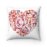 Heart Love Spun Polyester Square Pillow Case