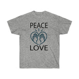 Peace Love design on Unisex Ultra Cotton Tee