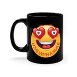 Love With A Smile Emoji on 11oz Black Mug