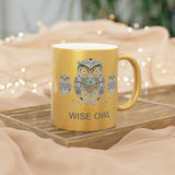 Wise Owl Metallic Mug (Silver / Gold) 11 oz beautiful wise old owl design