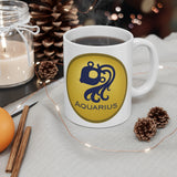 Gold Coin Aquarius Zodiac Design on Ceramic Mug 11oz
