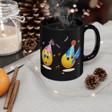 Party Time Emojis on 11oz Black Mug