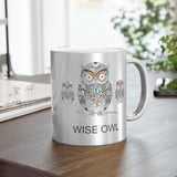 Wise Owl Metallic Mug (Silver / Gold) 11 oz beautiful wise old owl design
