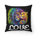 Lion & Lioness LOVE Design on Spun Polyester Square Pillow