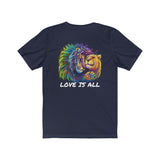 Lion & Lioness "Love Is All" Design on  Unisex Jersey Short Sleeve Tee
