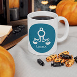 Blue Coin Libra Zodiac Design on Ceramic Mug 11oz