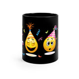 Party Time Emojis on 11oz Black Mug