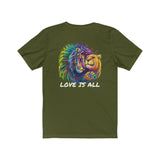 Lion & Lioness "Love Is All" Design on  Unisex Jersey Short Sleeve Tee