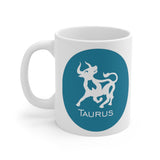 Blue Coin Taurus Zodiac Design on Ceramic Mug 11oz