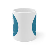 Blue Coin Aquarius Zodiac Design on Ceramic Mug 11oz
