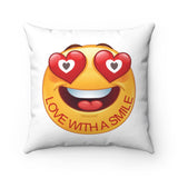 Love With A Smile Emoji Design on Spun Polyester Square Pillow Case