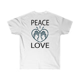 Peace Love design on Unisex Ultra Cotton Tee