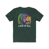 Lion & Lioness "Love Is All" Design on  Unisex Jersey Short Sleeve Tee