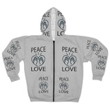 Love Peace Design on AOP Unisex Zip Hoodie