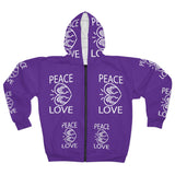 Love Peace Design on AOP Unisex Zip Hoodie