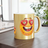Love With A Smile Emoji on  Metallic Mug (Silver\Gold)