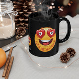 Love With A Smile Emoji on 11oz Black Mug