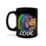 Lion & Lioness LOVE Design on 11oz Black Mug