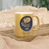 Aquarius Zodiac Metallic Mug (Silver / Gold) 11 oz