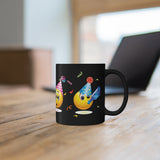 Party Time Emojis on 11oz Black Mug