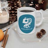Blue Coin Aquarius Zodiac Design on Ceramic Mug 11oz