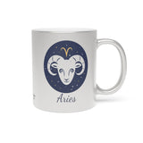 Aries Zodiac Metallic Mug (Silver / Gold) 11 oz
