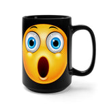 Surprised Emoji Black Mug 15oz