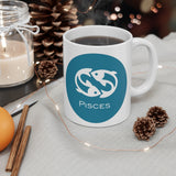 Blue Coin Pisces Zodiac Design on Ceramic Mug 11oz