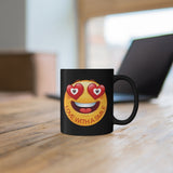 Love With A Smile Emoji on 11oz Black Mug