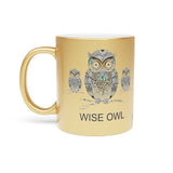 Wise Owl Metallic Mug (Silver / Gold) 11 oz beautiful wise old owl design