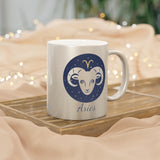 Aries Zodiac Metallic Mug (Silver / Gold) 11 oz