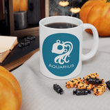 Blue Coin Aquarius Zodiac Design on Ceramic Mug 11oz