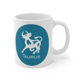 Blue Coin Taurus Zodiac Design on Ceramic Mug 11oz