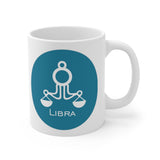 Blue Coin Libra Zodiac Design on Ceramic Mug 11oz