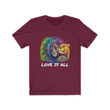 Lion & Lioness "Love Is All" Design on  Unisex Jersey Short Sleeve Tee