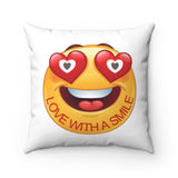 Love With A Smile Emoji Design on Spun Polyester Square Pillow