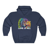 Lion & Lioness "Love Is All" Design on Unisex Heavy Blend™ Hooded Sweatshirt