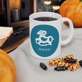 Blue Coin Aries Zodiac Design on Ceramic Mug 11oz