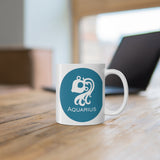 Blue Coin Aquarius Zodiac Design on Ceramic Mug 11oz