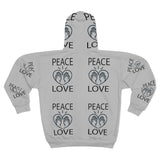 Love Peace Design on AOP Unisex Zip Hoodie
