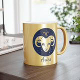 Aries Zodiac Metallic Mug (Silver / Gold) 11 oz