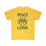 Peace Love design on Unisex Ultra Cotton Tee