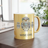 Wise Owl Metallic Mug (Silver / Gold) 11 oz beautiful wise old owl design