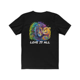 Lion & Lioness "Love Is All" Design on  Unisex Jersey Short Sleeve Tee