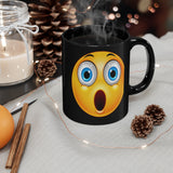 Surprised Emoji on 11oz Black Mug