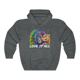 Lion & Lioness "Love Is All" Design on Unisex Heavy Blend™ Hooded Sweatshirt