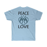 Peace Love design on Unisex Ultra Cotton Tee