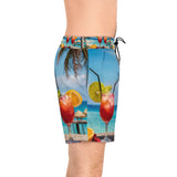 Summer Design 08 on Men's Floral Print Swim Shorts - Perfect for Summer Beach Days